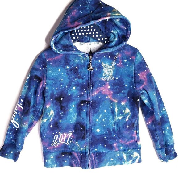 Disney Parks‎ Zip Hoodie Jacket Toddler XS 4 Space Celestial Galaxy Print - Picture 1 of 8